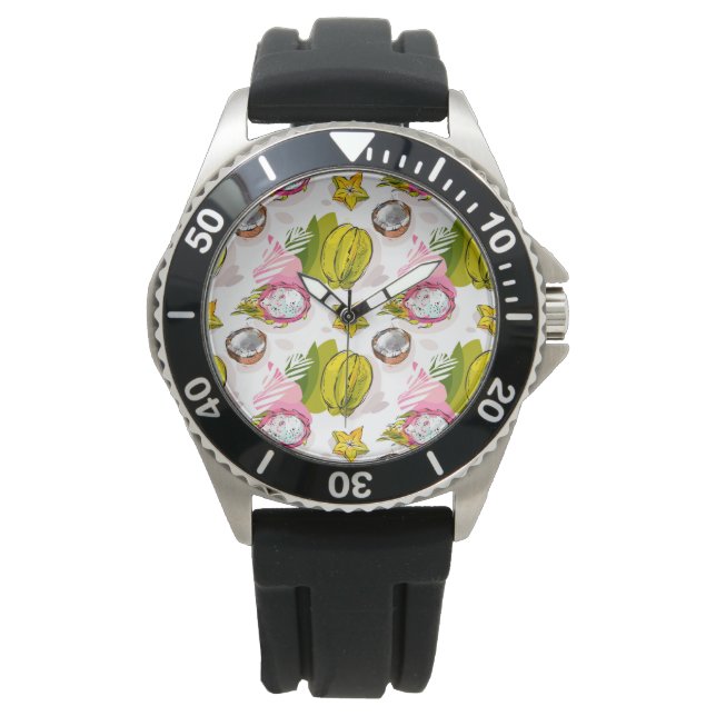 Montre Motif de fruits texturés à main libre (devant)