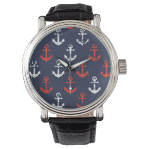 Montre Motif De La Marine Rouge Blanche Et Bleue