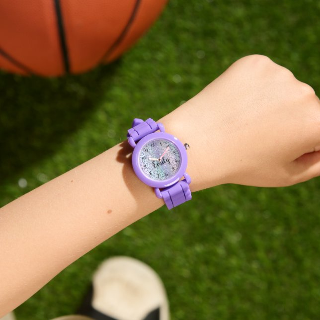 Montre motif de léopard violet élégant personnalisé (Poignet)