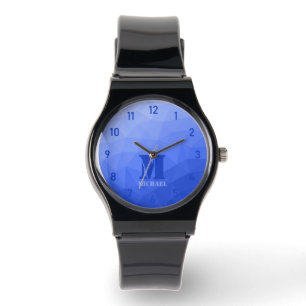 Montre Motif de maillage géométrique bleu foncé