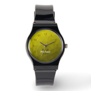 Montre Motif de maillage géométrique jaune