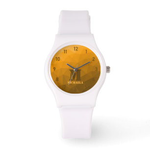 Montre Motif de maillage géométrique orange