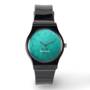 Montre Motif de maillage géométrique turquoise Turquoise