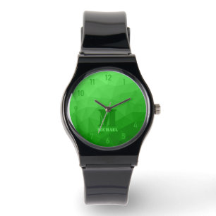 Montre Motif de maillage géométrique vert clair