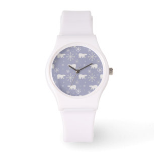 Montre Motif de Noël avec ours polaires et flocons de nei