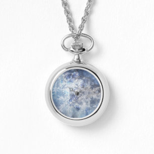 Montre Motif de Noël bleu texturé de glace et de neige