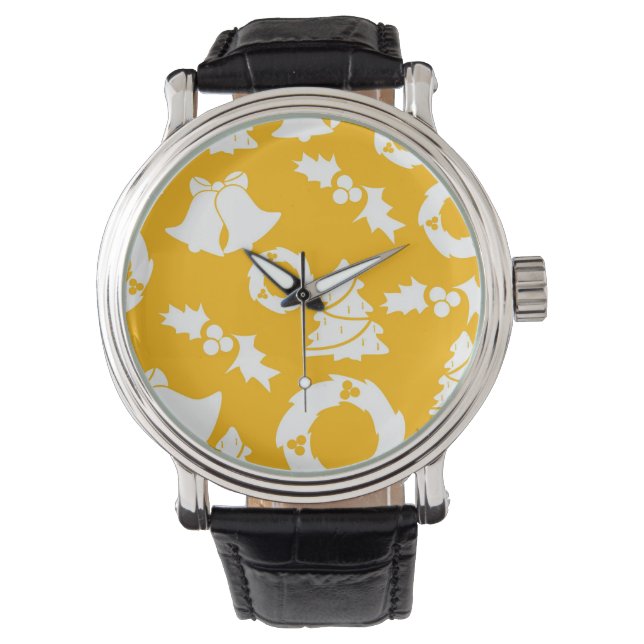 Montre Motif de Noël jaune (devant)