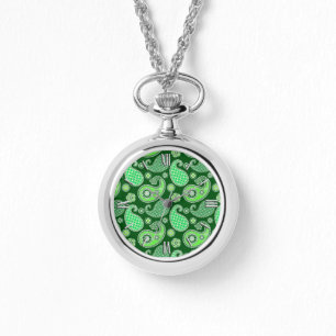 Montre motif de Paisley, Emerald et Jade Green