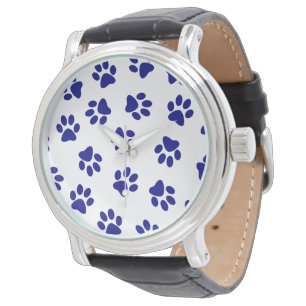 Montre Motif de pattes, pattes de chien, pattes bleu mari