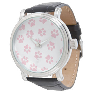Montre Motif de pattes, pattes de chien, pattes rose bébé