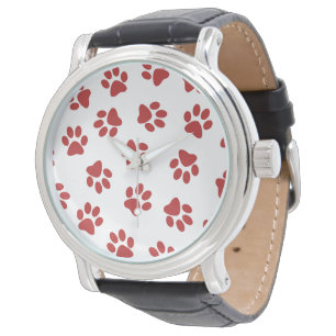 Montre Motif de pattes, pattes de chien, pattes rouges