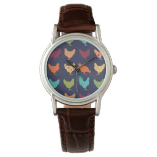 Montre Motif de poulet multicolore Funky