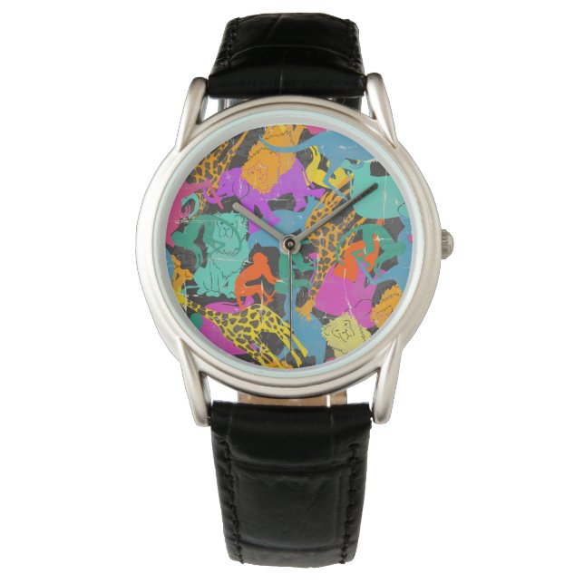 Montre Motif de silhouettes animales rétro (devant)