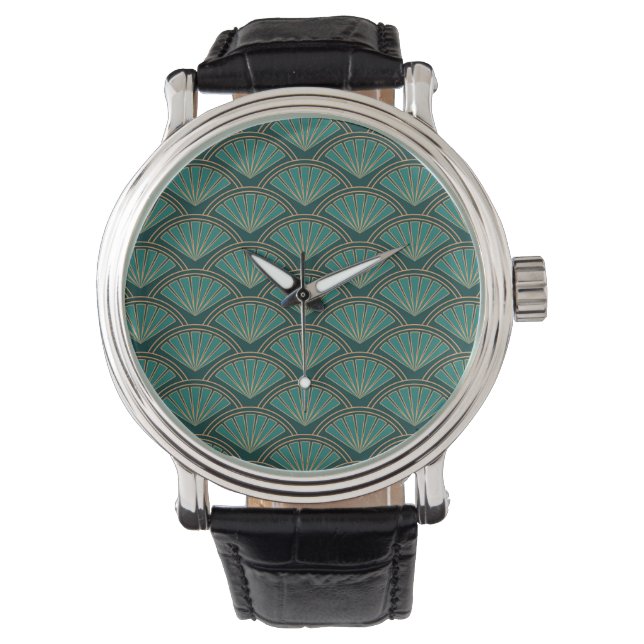 Montre Motif de style Art déco en vert turquoise (devant)