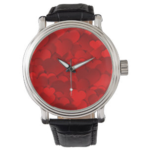Montre Motif de texture de coeurs d'amour rouge romantiqu