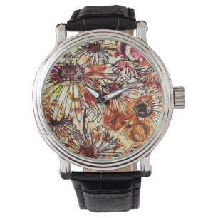 Montre Motif de tournesol de daub de peinture abstraite