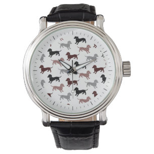 Montre Motif de vacances de teckels de damassé