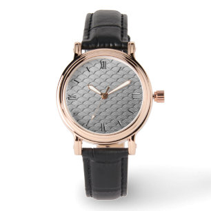 Montre Motif de vague d'art déco - argent métallique