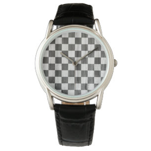 Montre Motif de vérification en bois