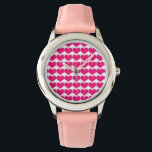 Montre Motif des Coeurs mignons roses<br><div class="desc">Simple et sucré Coeurs mignons Motif Montre avec un motif répétitif de petits coeurs roses. Un texte peut être ajouté à cette conception pour lui donner une touche personnelle.</div>