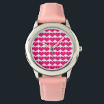 Montre Motif des Coeurs mignons roses<br><div class="desc">Simple et sucré Coeurs mignons Motif Montre avec un motif répétitif de petits coeurs roses. Un texte peut être ajouté à cette conception pour lui donner une touche personnelle.</div>
