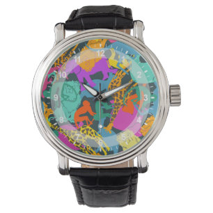 Montre Motif des silhouettes animales