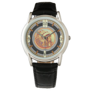 Montre Motif d'essai de tête indien vintage 2.0