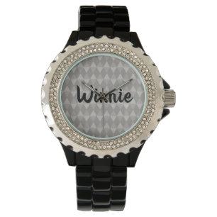 Montre Motif Diamant Gris