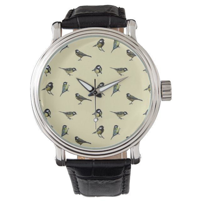 Montre Motif d'oiseaux Motif beige (devant)