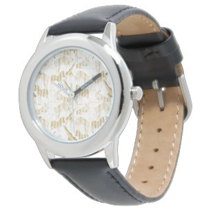 Montre Motif élégant Gold Jungle Wild Animaux