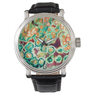 Montre Motif en pierre de Gem, Jasper Océan, Vert et Mult
