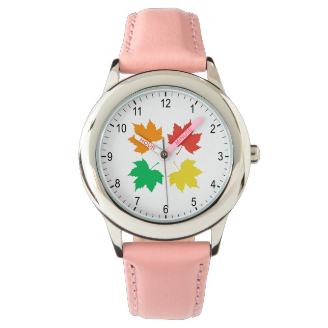Montre Motif feuille d'érable coloré (devant)