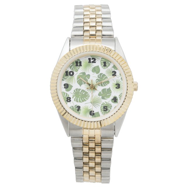 Montre Motif Feuille élégant Green Tropical (devant)