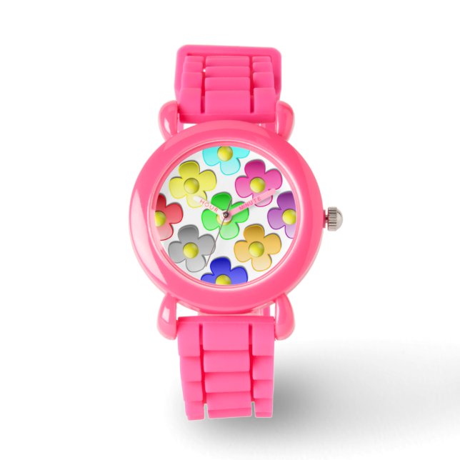 MONTRE MOTIF FLEURS COLORÉ (Recto)