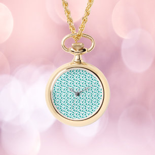 Montre Motif floral bohème Paisley bleu vert