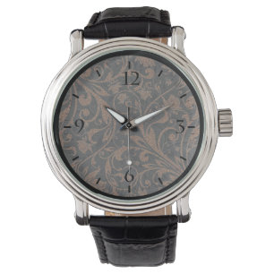Montre Motif floral de tigre brun noir mignon