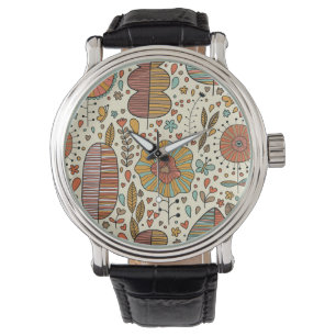 Montre Motif floral d'été fait de feuille