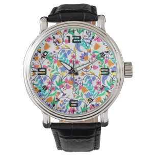 Montre Motif floral exotique coloré
