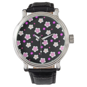 Montre Motif floral pourpre dégradé printanier moderne