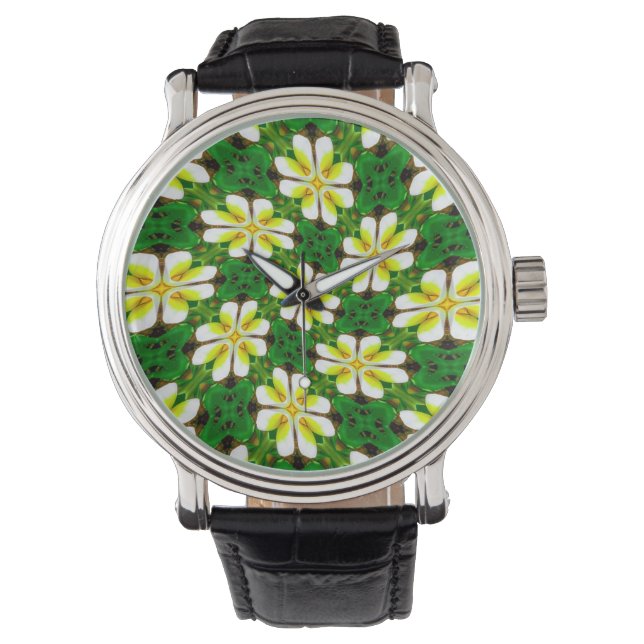 Montre Motif frangipanier jaune (devant)