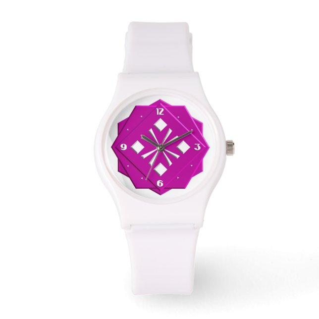 Montre Motif géométrique Art Déco magenta (Recto)