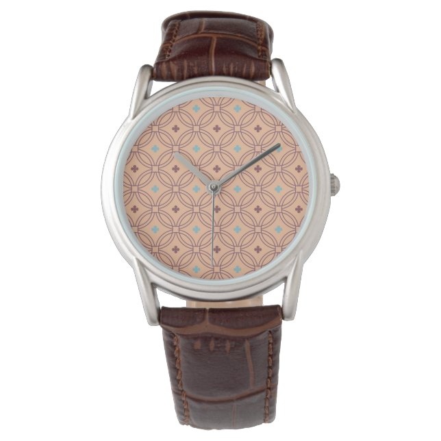 Montre Motif géométrique interversible rose et bleu rétro (devant)