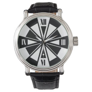 Montre Motif géométrique - noir et blanc