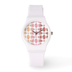 Montre Motif géométrique rouge rayures ikat