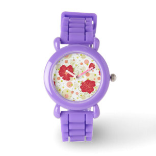 Montre Motif Hibiscus tiré à la main