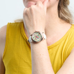 Montre Motif Imprimé Léopard Floral Tropical