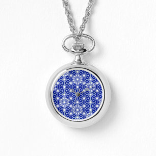 Montre Motif japonais Asanoha - bleu cobalt