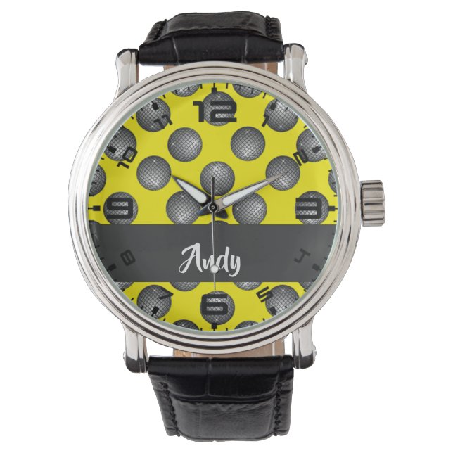 Montre motif jaune disco (devant)