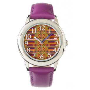 Montre Motif Kente – Art Textile Africain Vibrant