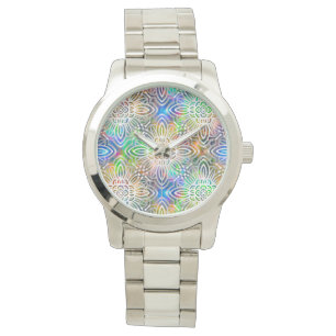 Montre Motif Mandala Blanc Sur Des Tons Bijoux Colorés